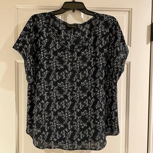 Banana Republic Flower Print Blouse, Navy & White, Medium